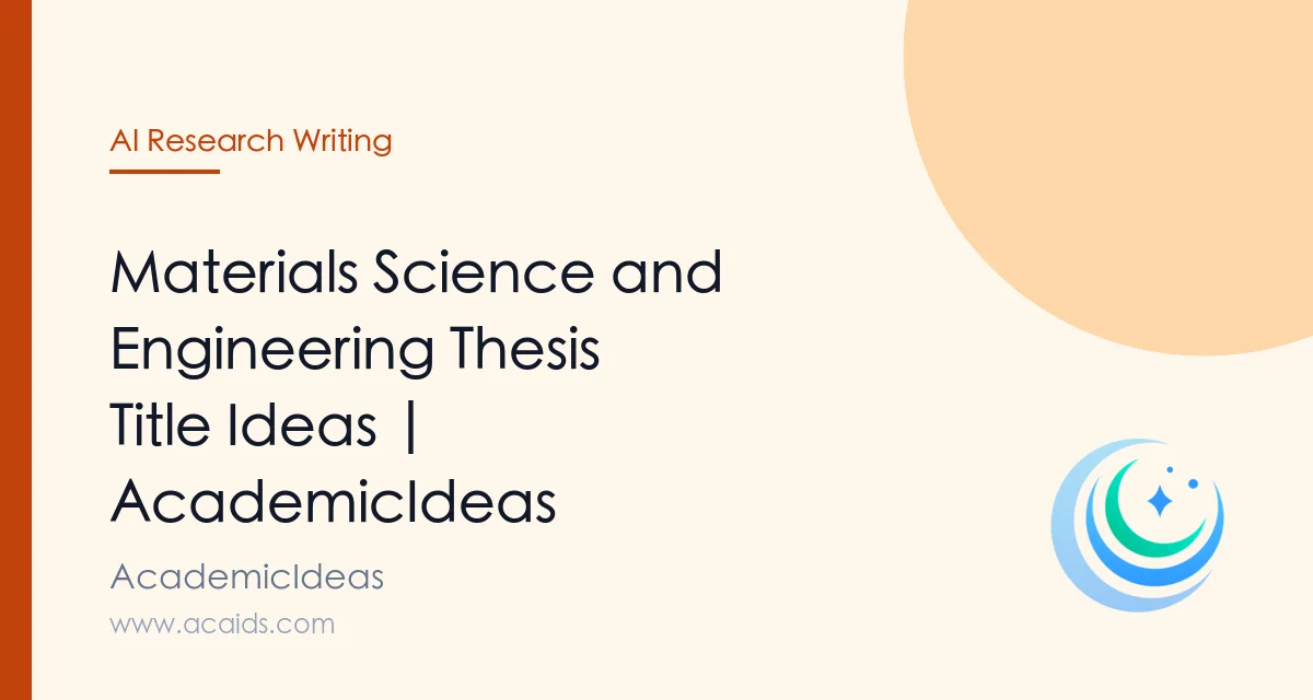 Method Title Science Materials Science and Engineering Thesis Title Ideas | AcademicIdeas
